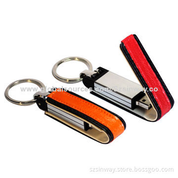 Genuine Leather USB Flash Drives, 8GB with Embossed Logo, CE, RoHS and FCC Marks